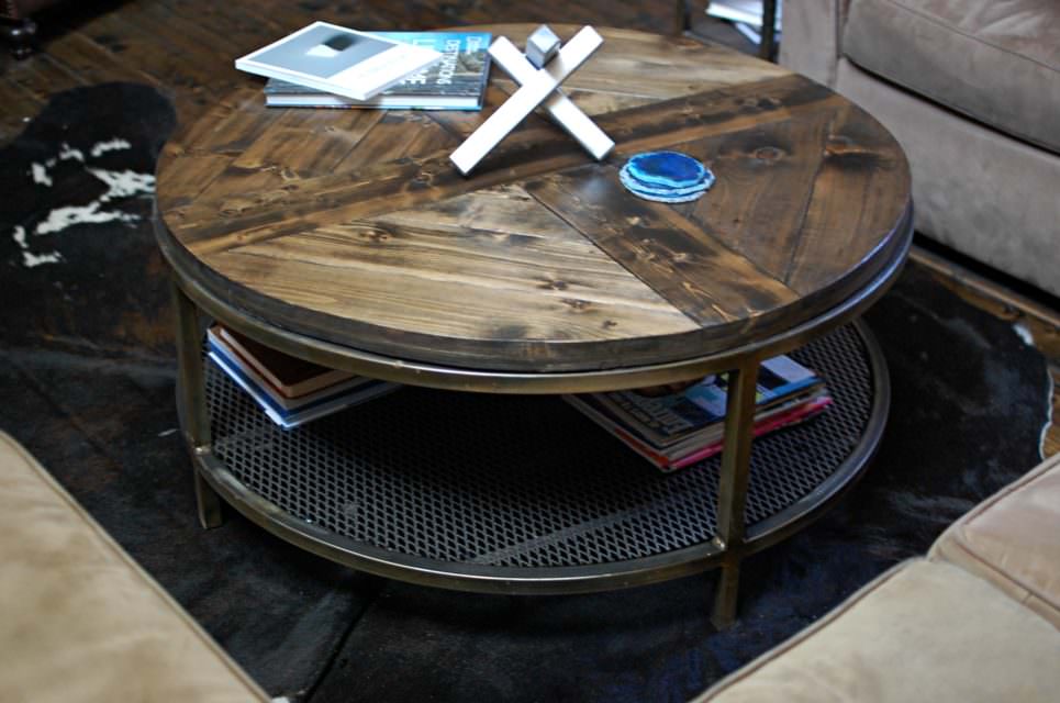 Round Calloway Two Tier Industrial Coffee Table